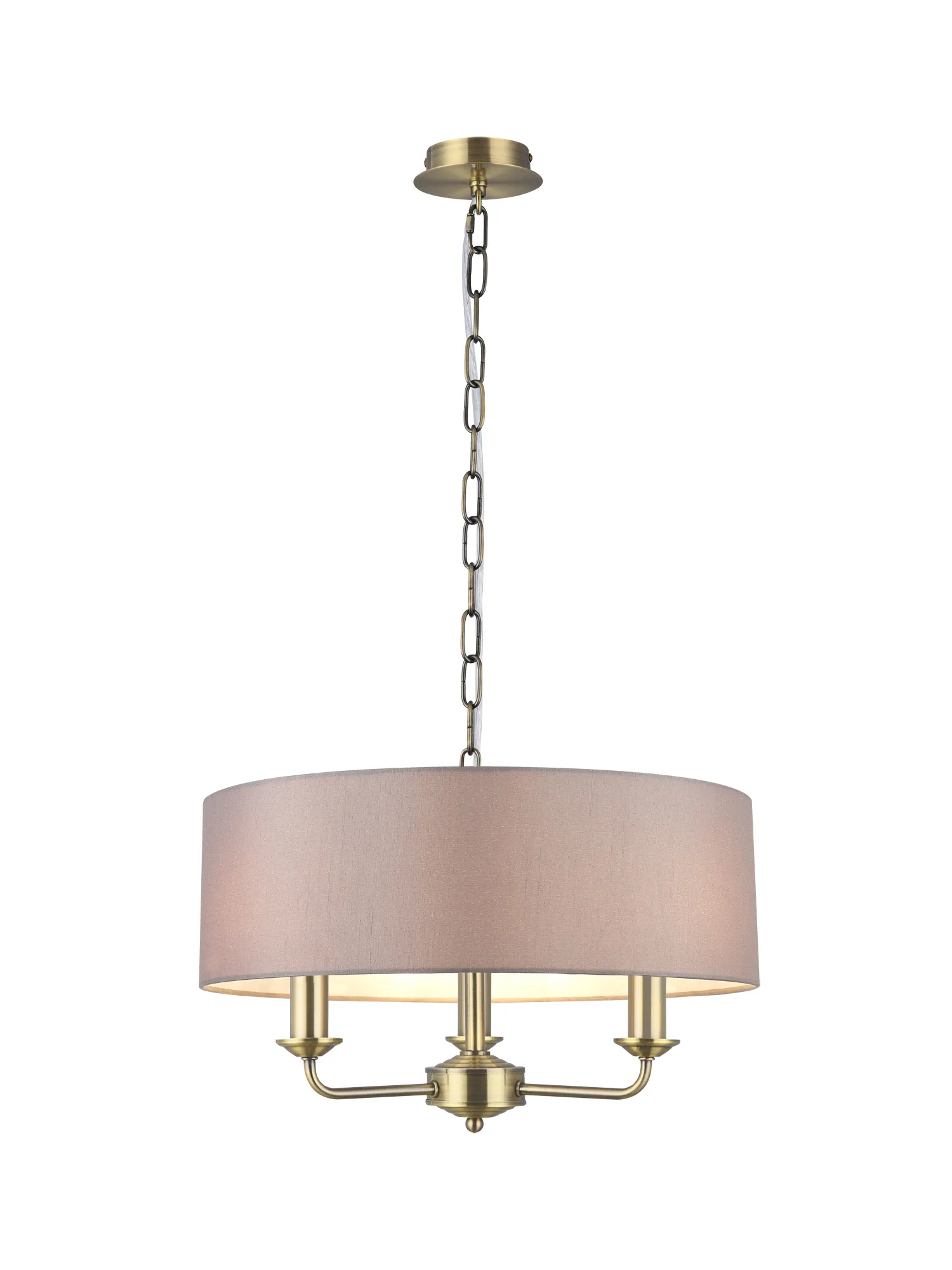 DK0030  Banyan 45cm 3 Light Pendant Antique Brass; Grey